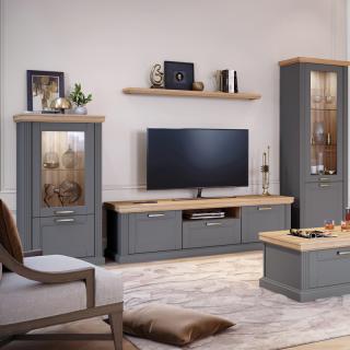 TV stand Pacific 2K1F in grey graphite and grey oak color ,size 177*54*52