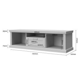 TV stand Pacific 2K1F in white and grey oak color ,size 177*54*52