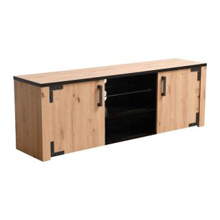 TV Shelf Fylliana Lazio in artisan oak-black color ,size 168x40x57cm