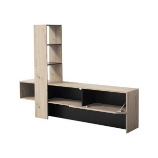 TV shelf Fylliana Orense grey oak / black 185.5*36.5*138.5