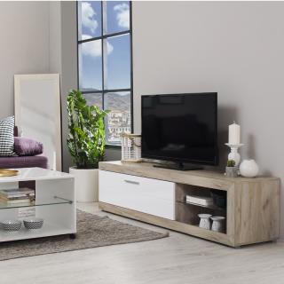 TV shelf Fylliana Remo grey oak / white lacquer 162*41.5*43.5