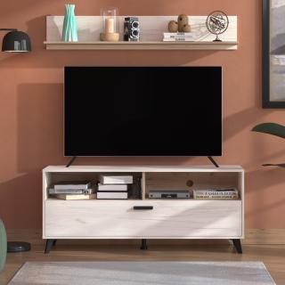 TV Shelf Fylliana Umbria TV 140 in white oak and grey oak color ,size 137,5x40x57,5cm