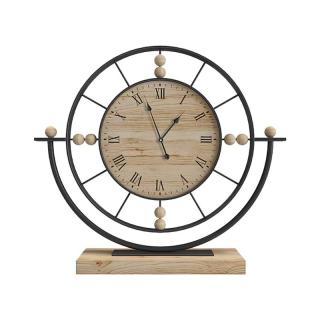 Table clock Fylliana in nature color metal-wood ,size 28x6x25.5cm