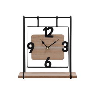 Table clock Fylliana Swing in nature color metal-wood ,size 23.5x8x25,5cm