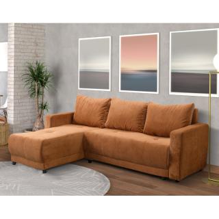 Corner Sofa GALINA in light orange color, size 230x155x80cm