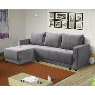 Corner Sofa GALINA in dark grey color, size 230x155x80cm