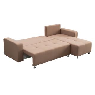 Corner sofa bed Lombardia in beige-brown color, size 263*167*83