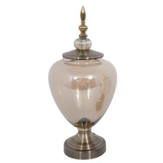 Glass vase with cap Fylliana in bronze color, size 41cm