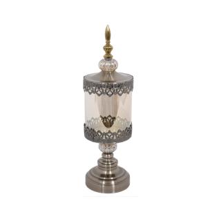 Glass candleholder with cap Fylliana in bronze color, size 40cm
