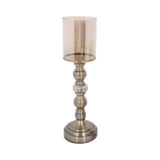 Glass candleholder Fylliana in bronze color, size 34cm