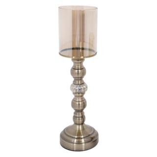 Glass candleholder Fylliana in bronze color, size 39cm