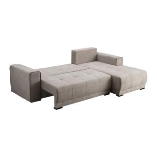 Right Corner sofa bed FIGO in beige and brown color, size 274*179*83