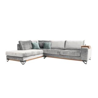 Corner sofa Fylliana Angelo , left side, in grey color, size 300x230x95m