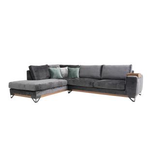 Corner sofa Fylliana Angelo, left side, in dark grey color, size 300x230x95m