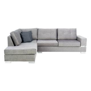Corner sofa Fylliana Lyon, left side, in light grey color with dark gray cushions, size 280*220*95cm