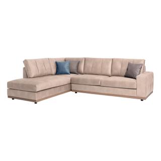 Corner sofa Fylliana Mexico, left side in beige color, size 280x220cm