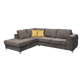 Left side corner sofa Fylliana New Gala in brown color with yellow cushions, size 280x210x85cm