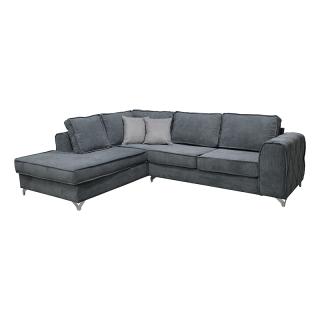 Left side corner sofa Fylliana New Gala in dark grey color with grey cushions, size 280x210x85cm