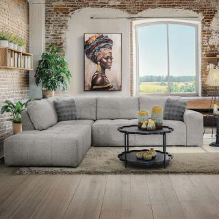 Left side corner sofa Fylliana Carmen in silver color ,size 304x242x89cm
