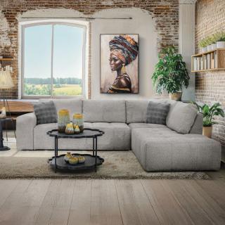 Right side corner sofa Fylliana Carmen in silver color , size 304x242x89cm