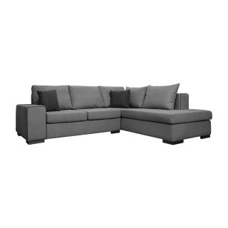 Right side corner sofa Fylliana New Toulouse in grey color with antrachite cushions, size 260x205x93cm