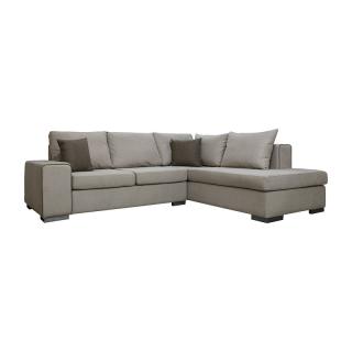 Right side corner sofa Fylliana New Toulouse in mocca color with taupe cushions, size 260x205x93cm