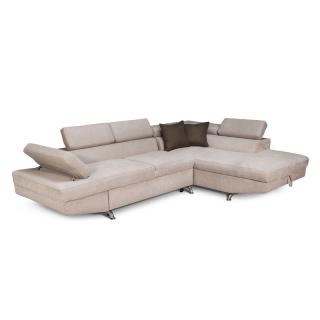 Right corner sofa Fylliana Rio-M in taupe color with cushions, size 278*192*79cm