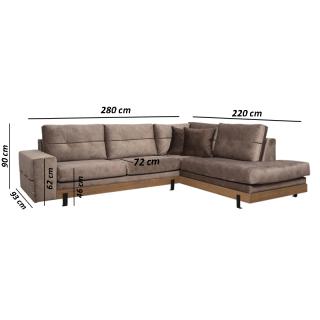 Right corner sofa Fylliana Murcia elephant-brown color, size 280*220