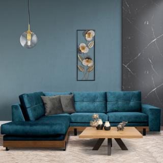 Left corner sofa Fylliana Murcia navy blue-gray color, size 280*220