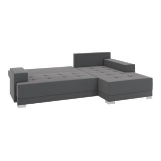 Corner sofa bed Evelina in dark grey-grey color, size 266,5*178*75