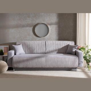 Sofa bed Comet in grey and light color fabric, size 227*99*75