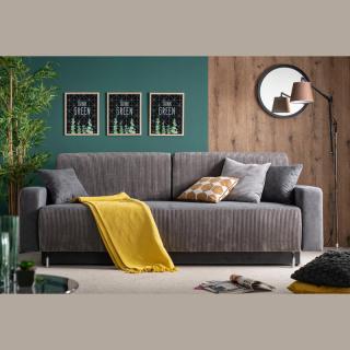 Sofa bed Albak in dark grey color fabric, size 227*99*75