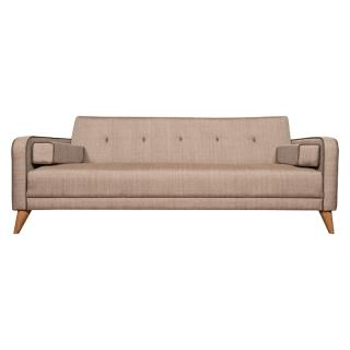 Three seater sofa bed Fylliana in cream color and brown cord, size 200*83*80cm