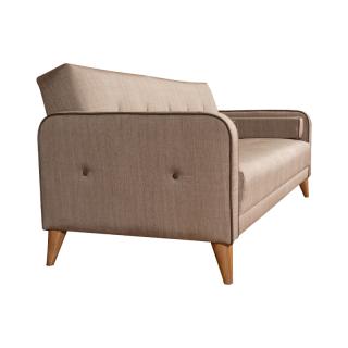 Three seater sofa bed Fylliana in cream color and brown cord, size 200*83*80cm
