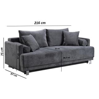 Sofa bed Otin Fabric grey, size 216*97*75