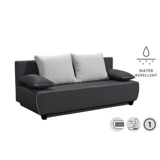 Sofa bed Sven in gray color with 3 light gray cushions, with water repellent fabric, size 192*79*77