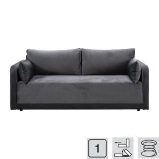 Sofa bed Talina Artificial leather grey and Fabric grey, size 216*95*83
