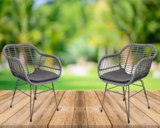 Outdoor chair Fylliana Faramond in gray rattan color, size 56*60*80cm