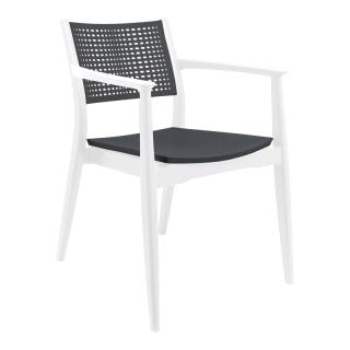 Outdoor chair Fylliana Best in white with antrachite color, size 57,5x55x80cm