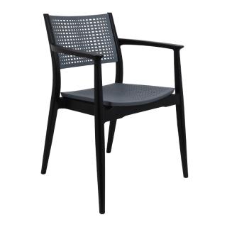 Outdoor chair Fylliana Best in black with grey color, size 57,5x55x80cm