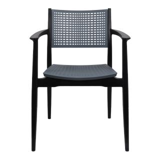 Outdoor chair Fylliana Best in black with grey color, size 57,5x55x80cm