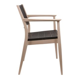 Outdoor chair Fylliana Best in beige with brown color, size 57,5x55x80cm