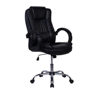 Desk chair Fylliaa in black leatherette color, size 63,5*68*121cm