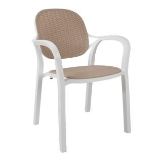 Outdoor chair Fylliana Eliza in white and beige color ,size 57x41x83cm