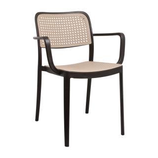 Outdoor chair Fylliana Olesia in brown with beige color, size 56x43x81cm