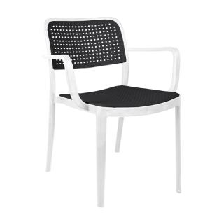Outdoor chair Fylliana Olesia in white with antrachite color, size 56x43x81cm