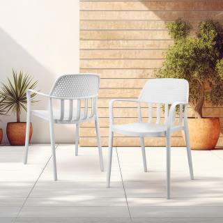 Outdoor chair Fylliana Thelma in white color ,size 53x56x81cm
