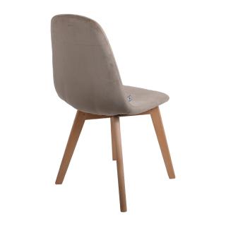Dining chair Fylliana with wooden frame and khaki fabric, size 44*52*87cm
