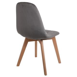Dining chair  Fylliana with wooden frame and gray fabric, size 44*52*87cm