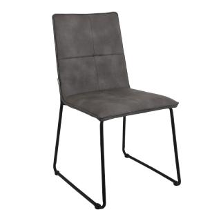 Dining chair Fylliana with metallic frame and gray PU, size 47*56*88cm